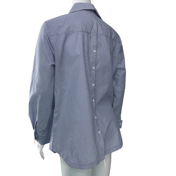 Ming Wang Womens Size S Button Front and Back Top Blue White Stripe Tunic Length - Picture 6 of 15